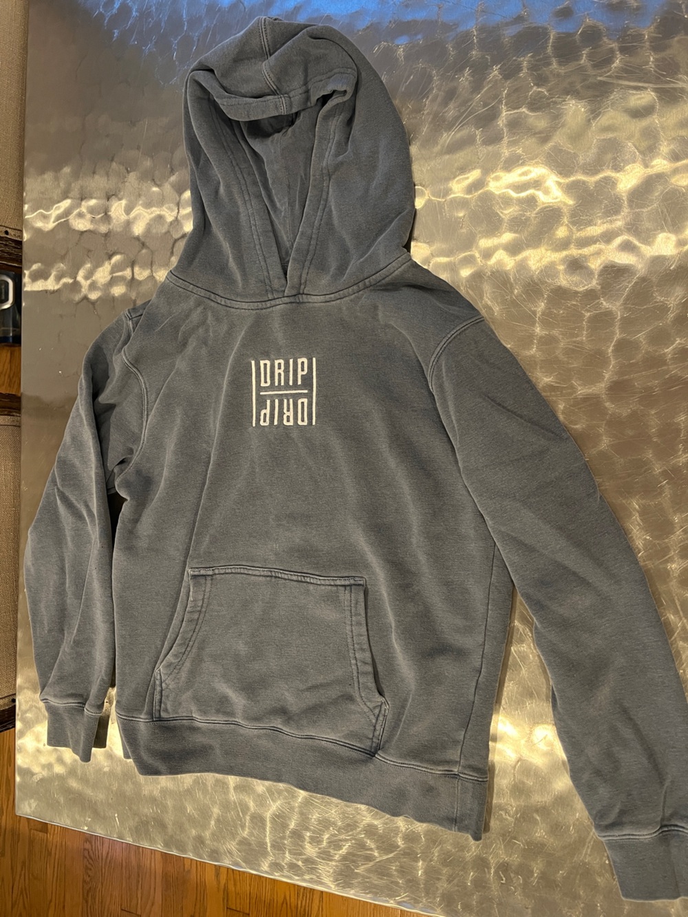 DRIP Vertical Logo Hoodie in Washed Charcoal